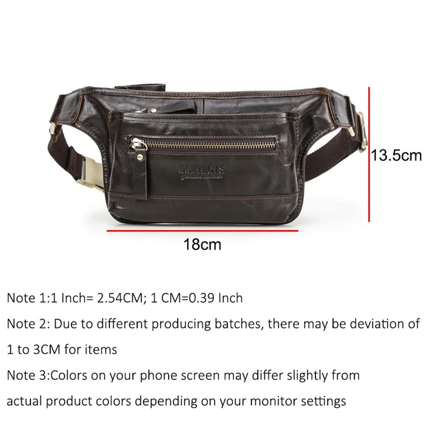 JNKET Fashion Men\'s Cow Leather Chest Bag Waterproof Shoulder Bag Waist Bag Multifunctional Crossbody Bags