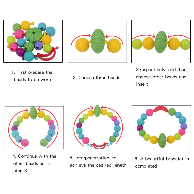 Brinquedo infantil artesanal, criativo com contas espaçadoras soltas, artesanato, colar de joias, kit de presente para meninas