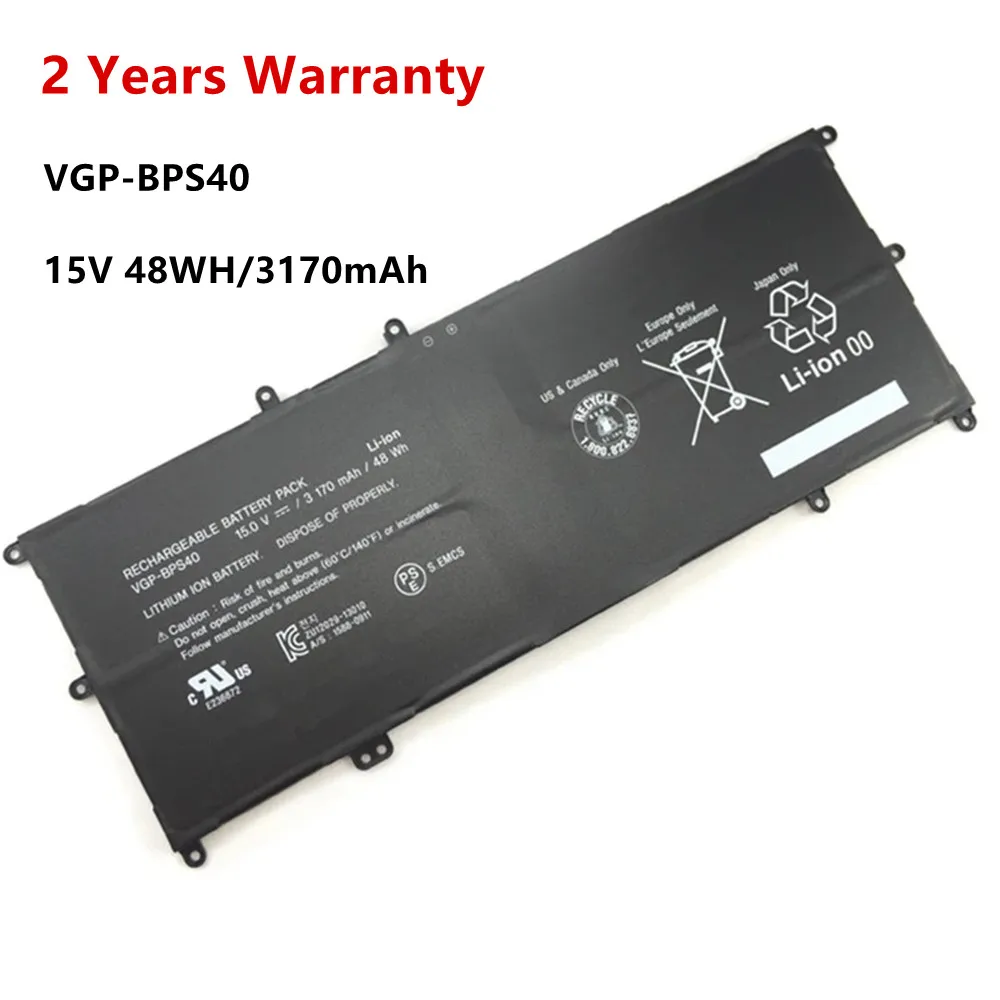 

ZNOVAY VGP-BPS40 Battery For Sony Flip SVF 15A SVF15N17CXB SVF15NB1GL SVF15NB1GU SVF15NA1GL SVF15NA1GU BPS40 15V 48WH/3170mAh