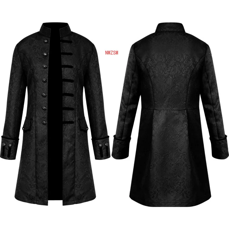 Men Steampunk Trench Coat and Shirt Set Vintage Prince Overcoat Medieval Renaissance Jacket Victorian Edwardian Cosplay Costume