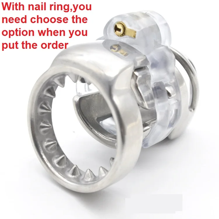 Stainless Steel Small Chastity Device Cock Cage Detachable PA Lock And Nail Penis Ring Bondage Slave BDSM Sex Toy for Men