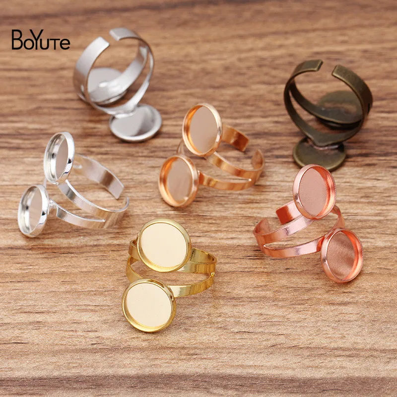 BoYuTe (20 Cái/lô) phù Hợp Với 10MM 12MM Cabochon Trống Nhẫn Đế Cài Đặt Diy Điều Chỉnh Mở Vòng Căn Cứ Phụ Kiện Trang Sức