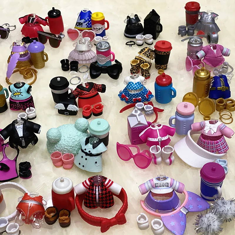 1 Set Original Clothes Shoes Bottles Accessories Dress Suit for LOLs 8 cm Big Sister Dolls Punk Unicorn Outfit Sets Kid Gift Toy