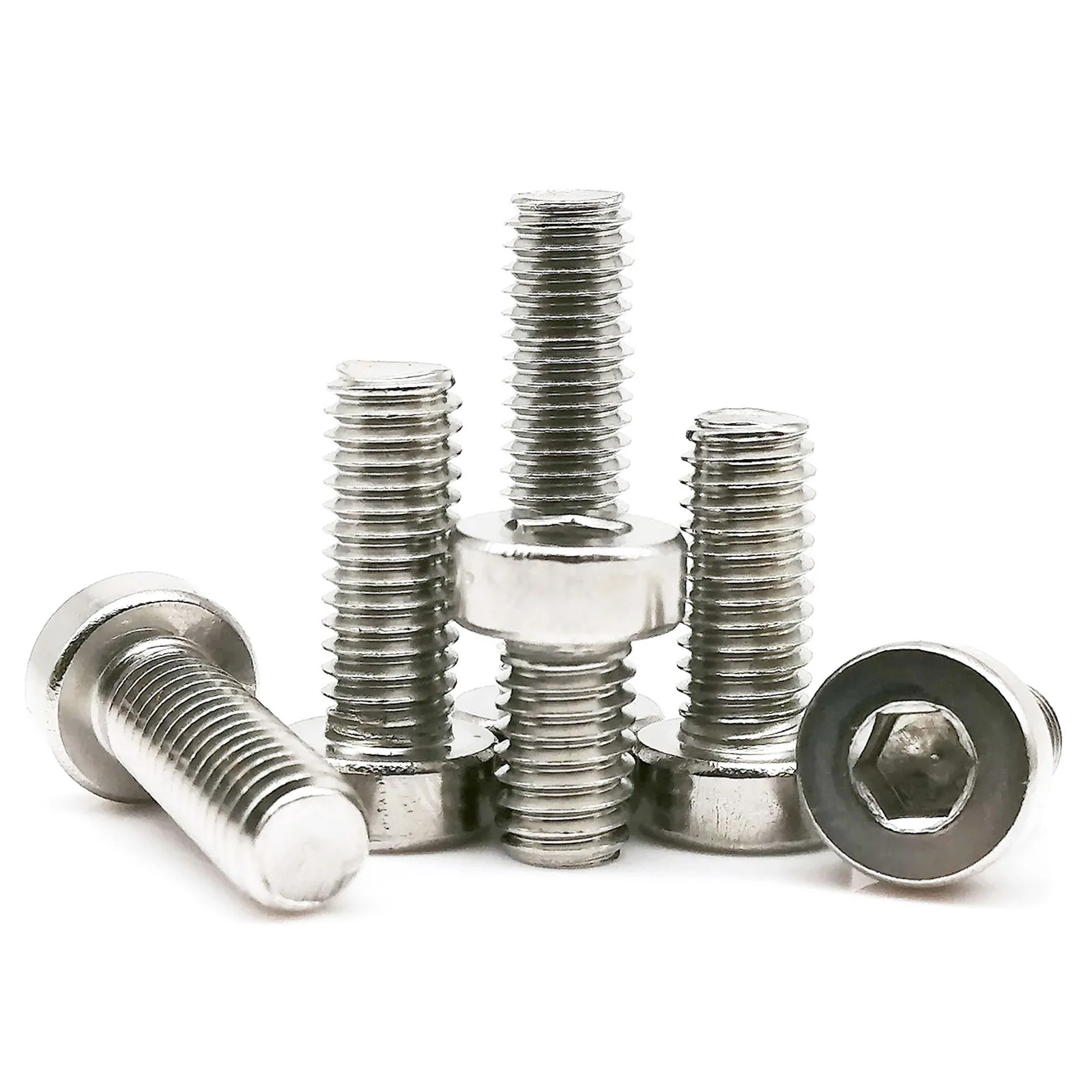 10/50pcs M3 M4 M5 M6 A2-70 304 Stainless Steel Hex Hexagon Socket Thin Low Short Profile Head Allen Cap Screw Bolt