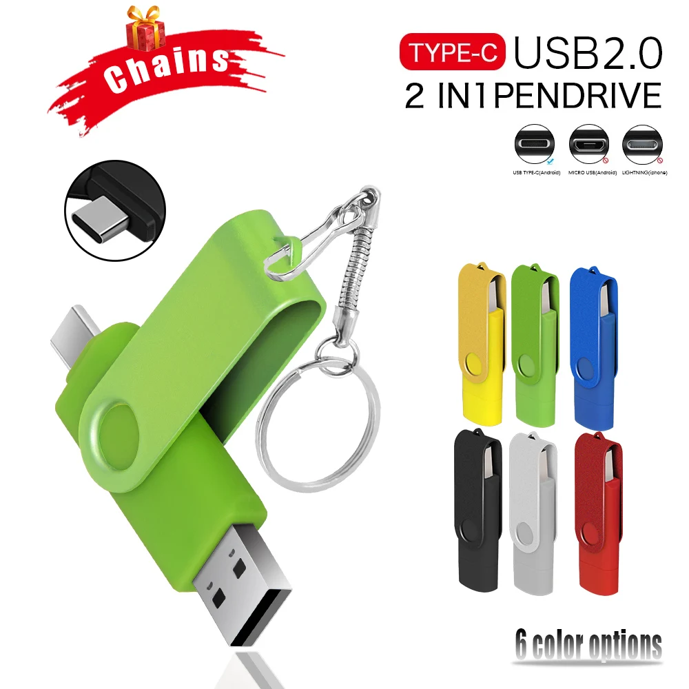 Multifunctional OTG 2 IN 1 type-c USB Flash Drive pendrive 128GB cle usb stick 8/16/32/64 GB memoria usb Pen Drive for phone