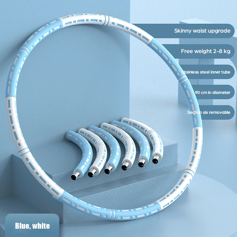6 Sections Detachable Sports Hoop Slimming Fitness Gym Tube Stainless Steel Elastic Foam Waist Weight Loss Hoops Gym Equipment