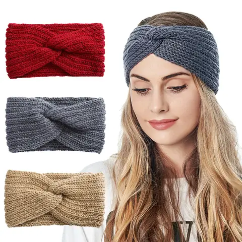 Wool Knitted Knot Cross Headband for Women Autumn Winter Bow Elastic Hairbands Girls Hair Accessories Headwear Hair Bands New