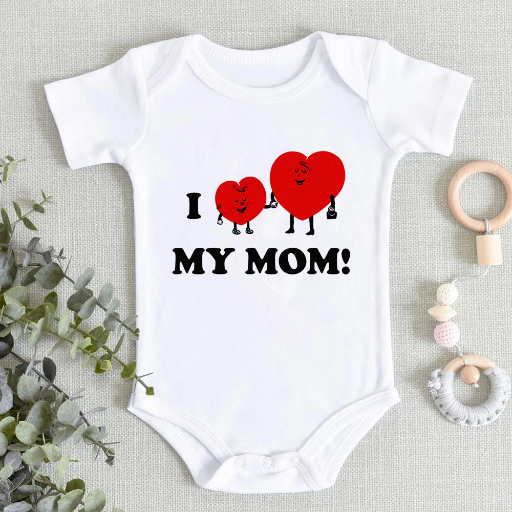 I LOVE YOU MOM Newborn Baby Girl Boy Clothes Aesthetic Fashion Harajuku Toddler Jumpsuits Soft Comfy Home Casual Ropa De Debe