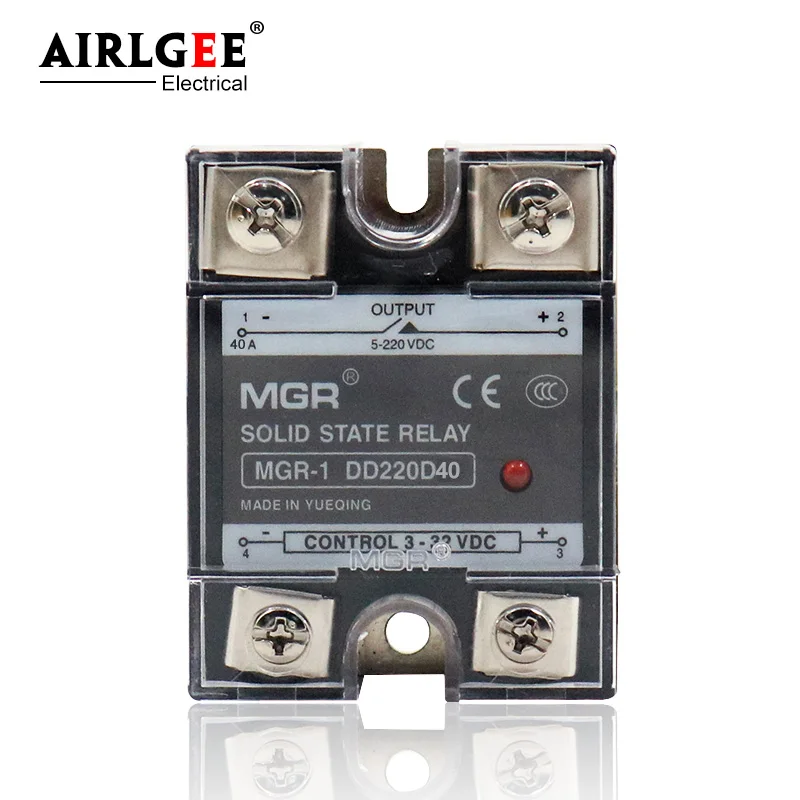 MGR-1 DD220D40/SSR-40DD 40A Solid State Relays 40A 3-32V DC to 5-220V DC Relay Module for PID Temperature Controller