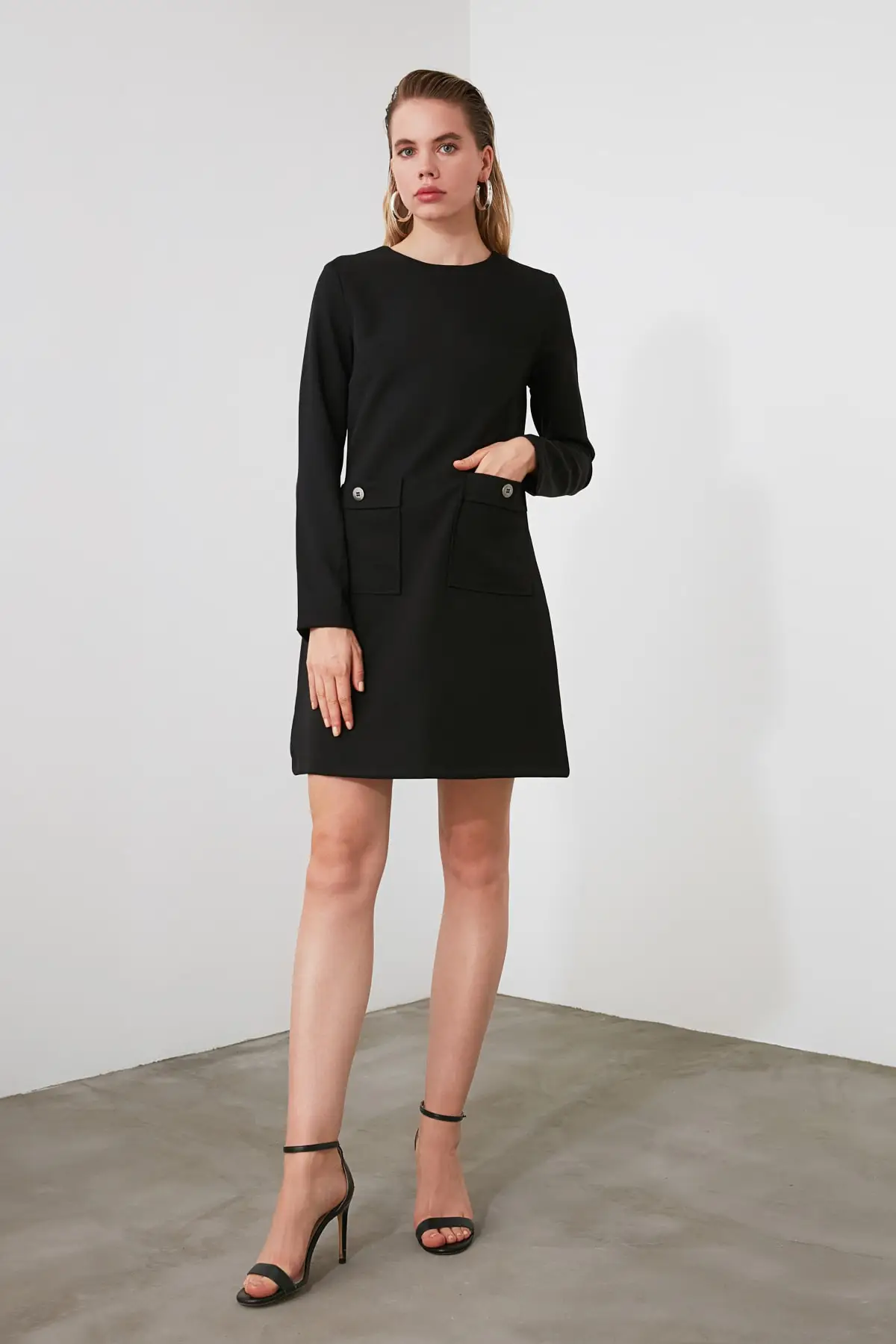 Black Pocket Detail Dress, Black Dress, Women Clothes, Women 'S Utensils, Black Casual Dress