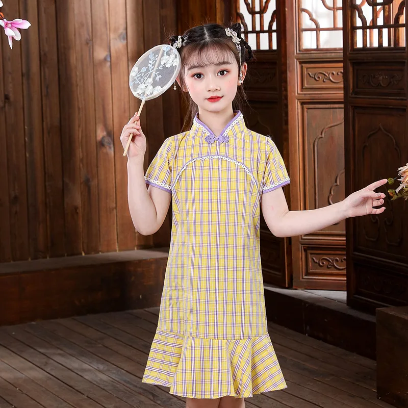 Mädchen Cheongsam Qipao Kleider Chinesischen Stil Retro Stickerei kinder Kleidung Tang Kleid Neue Jahr Traditionellen Party Kostüme