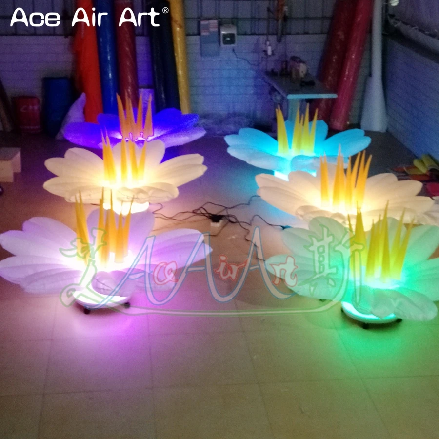 4 PCS Nice LED Flor Inflável Flores Decorativas Réplica com Luz de Cor Mudando para Decoração de Palco/Festa