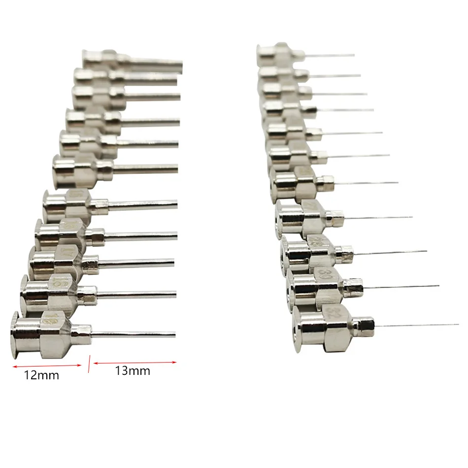 12pcs 1/2 Inch Stainless-Steel Needles Syringe Dispenser Dispensing Glue Tool 8 10 11 12 13 14 15 16 17 18 19 20 21 22 23 28 30G