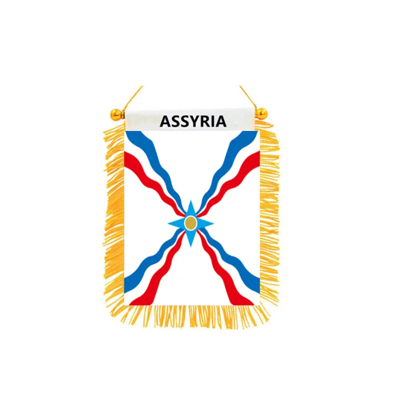 Assyria Flag Assyrian Empire Double Sided Mini Hanging Flags High Quality Polyester Printed Home Decor Banner