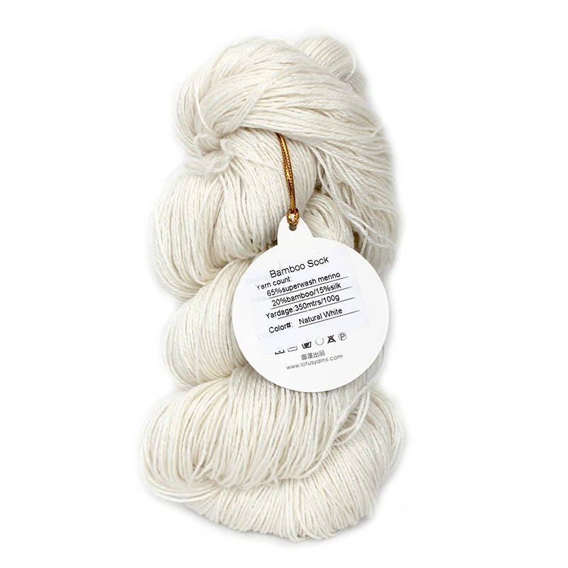 100g Bamboo Sock Yarn Wool Merino Bamboo Silk Blended Hand knitting Crochet Undyed Natural White