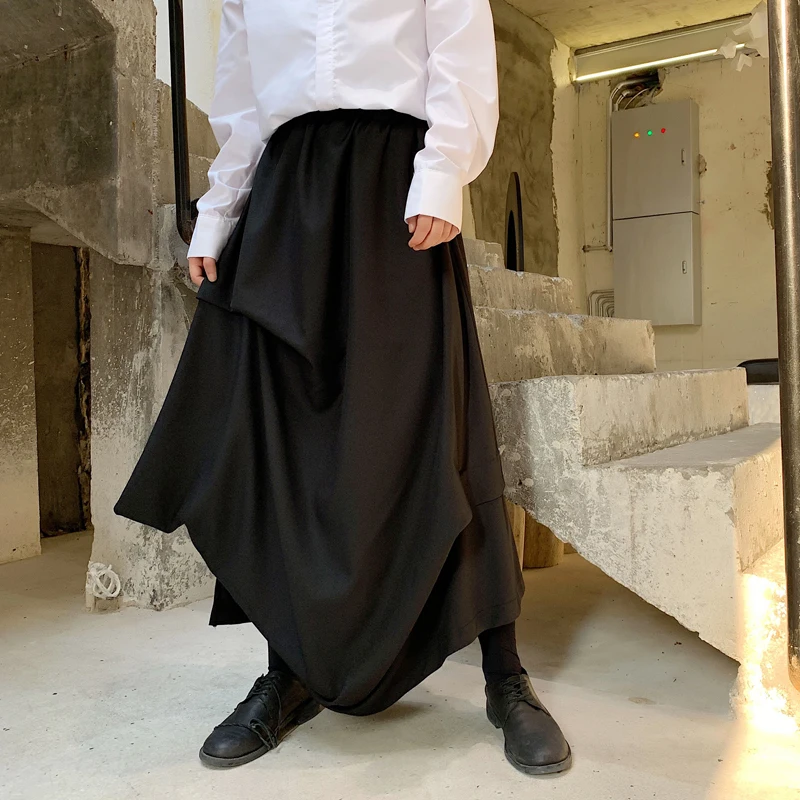 Men's Pants Spring And Autumn Casual Pants Pleated Pants Men's Culottes Flared Pants Hair Stylist Black Yamamoto Wave