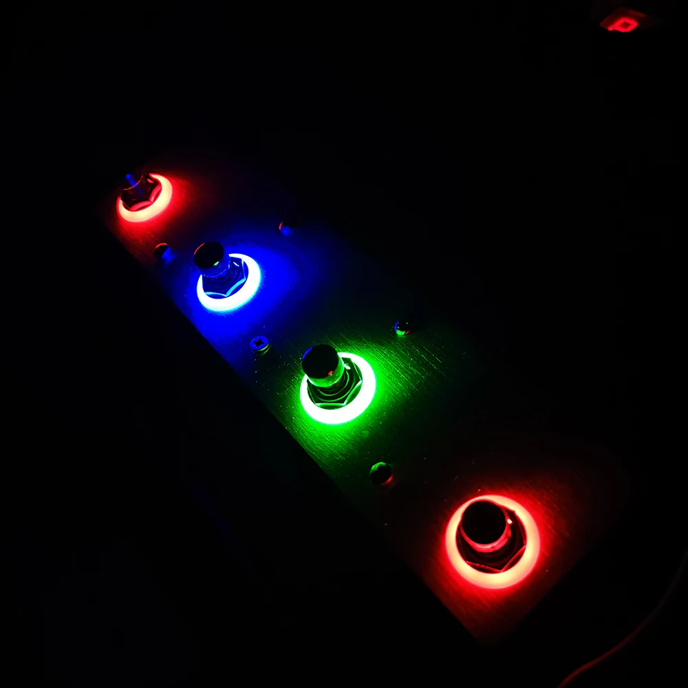 Interruptores de pé com terminal de solda LED, botão, interruptor de travamento, 9 pinos, 3PDT ON-ON, vermelho, azul, verde, 4A, 125V, 30V DC, 2A,