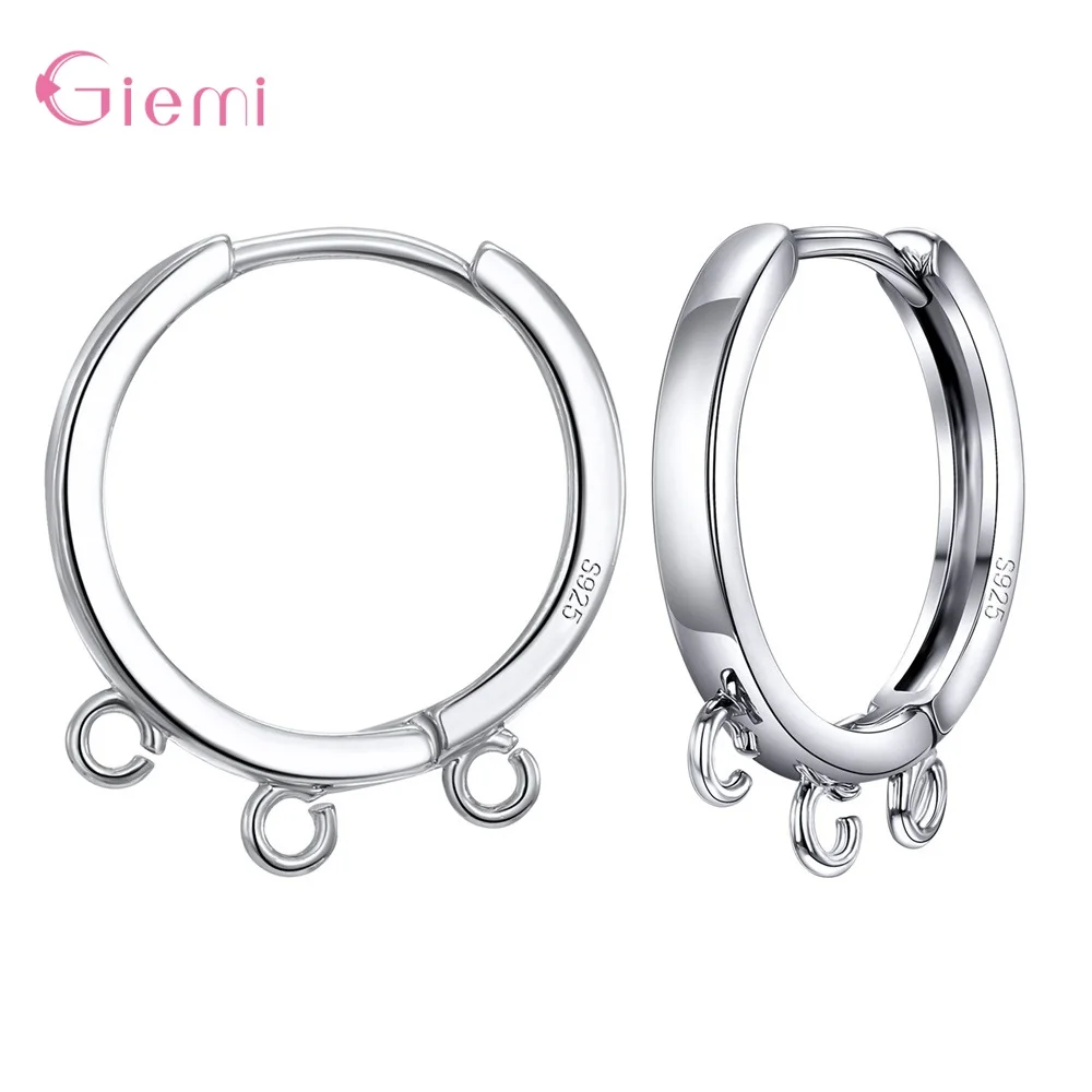 Real 925 Sterling Silver Wholesale 1 Pair Hoop Earrings DIY Accessory For Women Handmade Fashion Jewelry Findings Connections