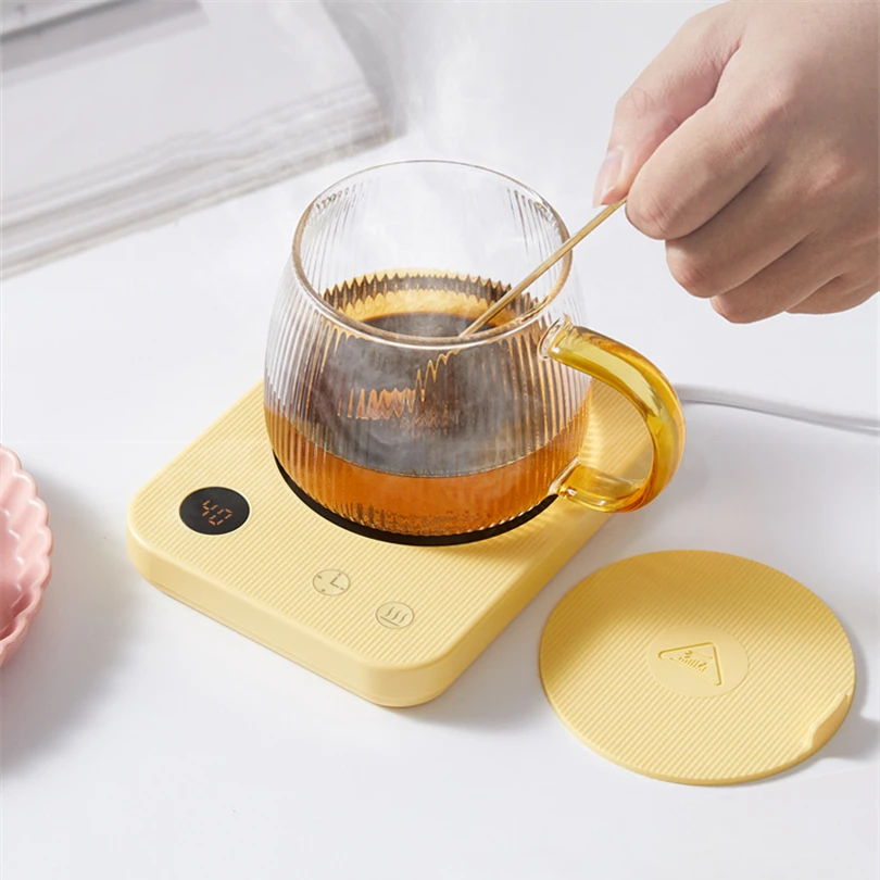 Home Timing Power Heating Coaster Plate Coffee Cup Pad 4 Gear Constant Temperature Milk Water Cup Warmer Heater Mat Heating Base