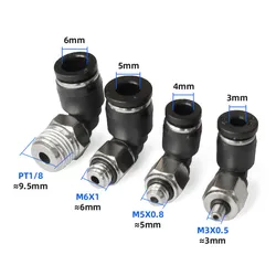 Pneumatic Mini Air Pipe Quick Plug Connector PL Male Thread Elbow M3 / M5 / M6 Pipe Fitting Connector