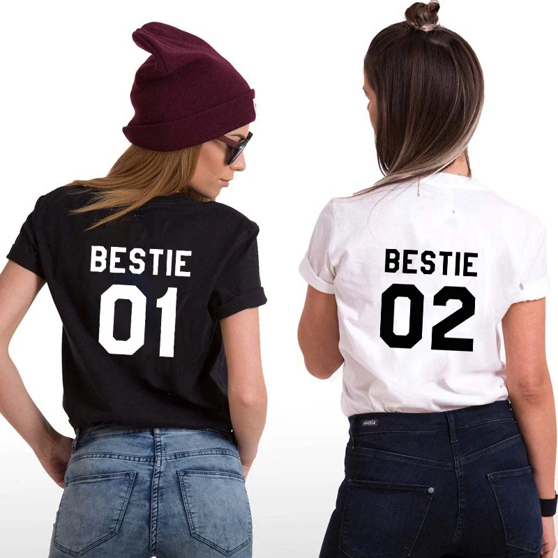 Bestie 01 Bestie 02 T-shirt Funny Best Friend Gift Tshirt Casual Women Short Sleeve Matching Bff Top Tee Shirt Dropshipping