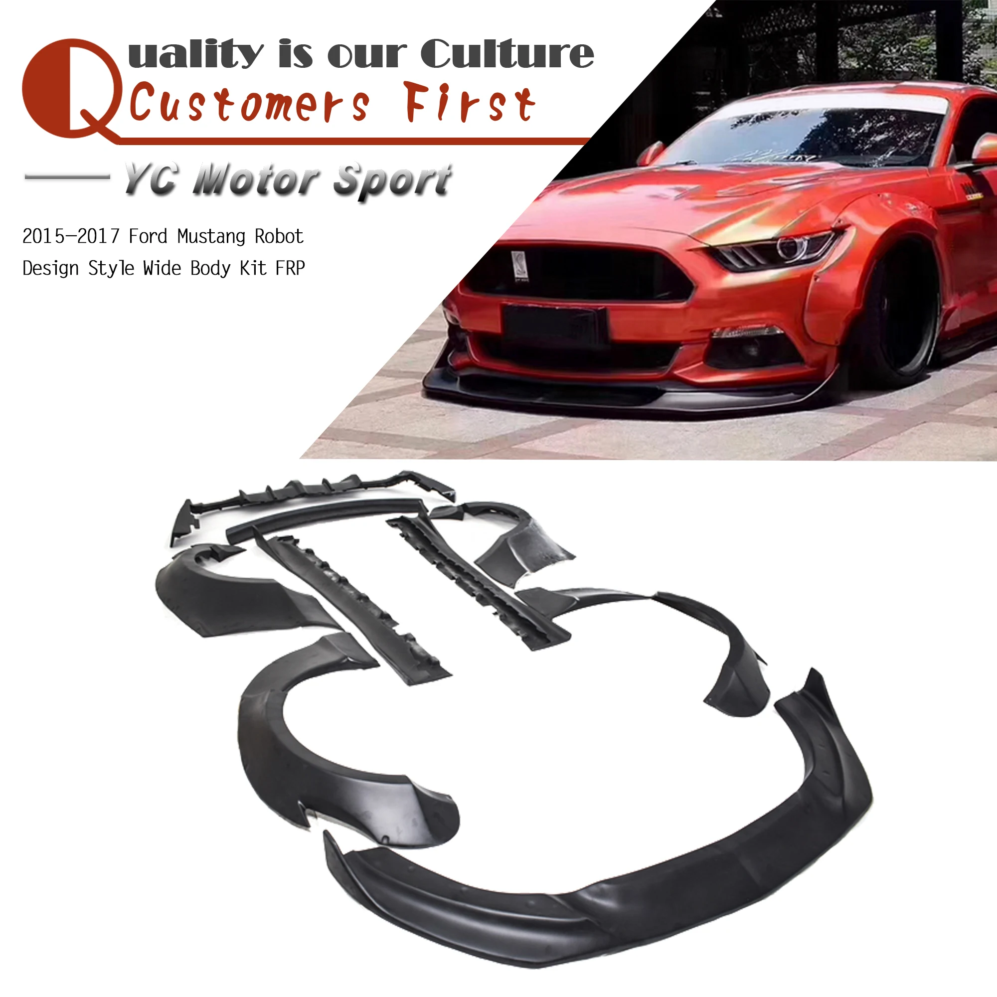 

Car Accessories FRP Fiber Glass RO Design Style Wide Body Kit Fit For 2015-2017 Mustang Robot Design Style Wide Body Kit