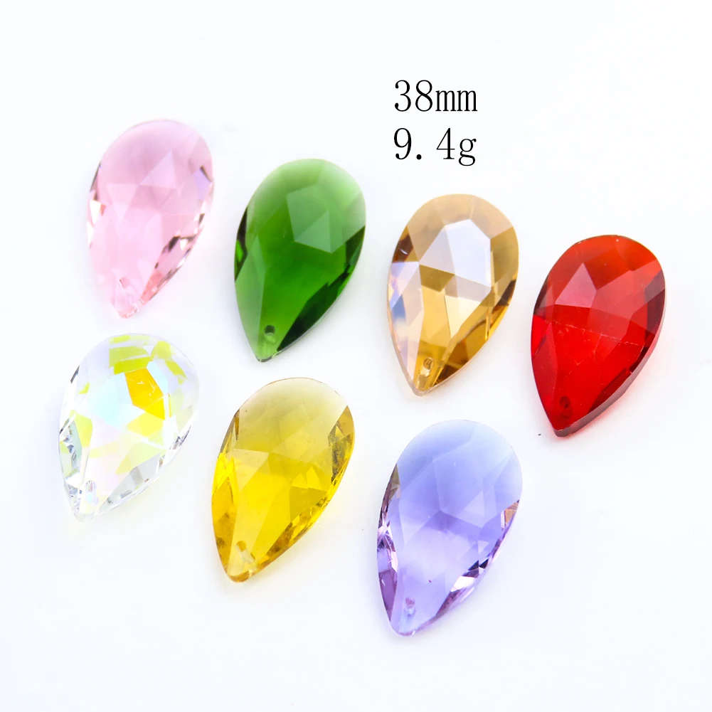 2PCS 8 Colors Tear Drop Crystal Prism Suncatcher Pendant Chandelier Crystal Lamp Parts Hanging Rainbow Maker Home Wedding Decor