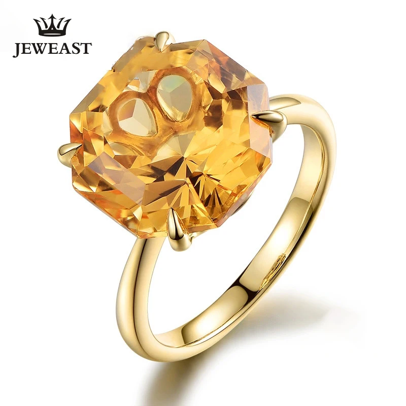 

ML Natural Citrine 18K Pure Gold 2023 New Hot Selling Top Ring Women Heart Shape Ring For Ladies Woman Genuine Jewelry