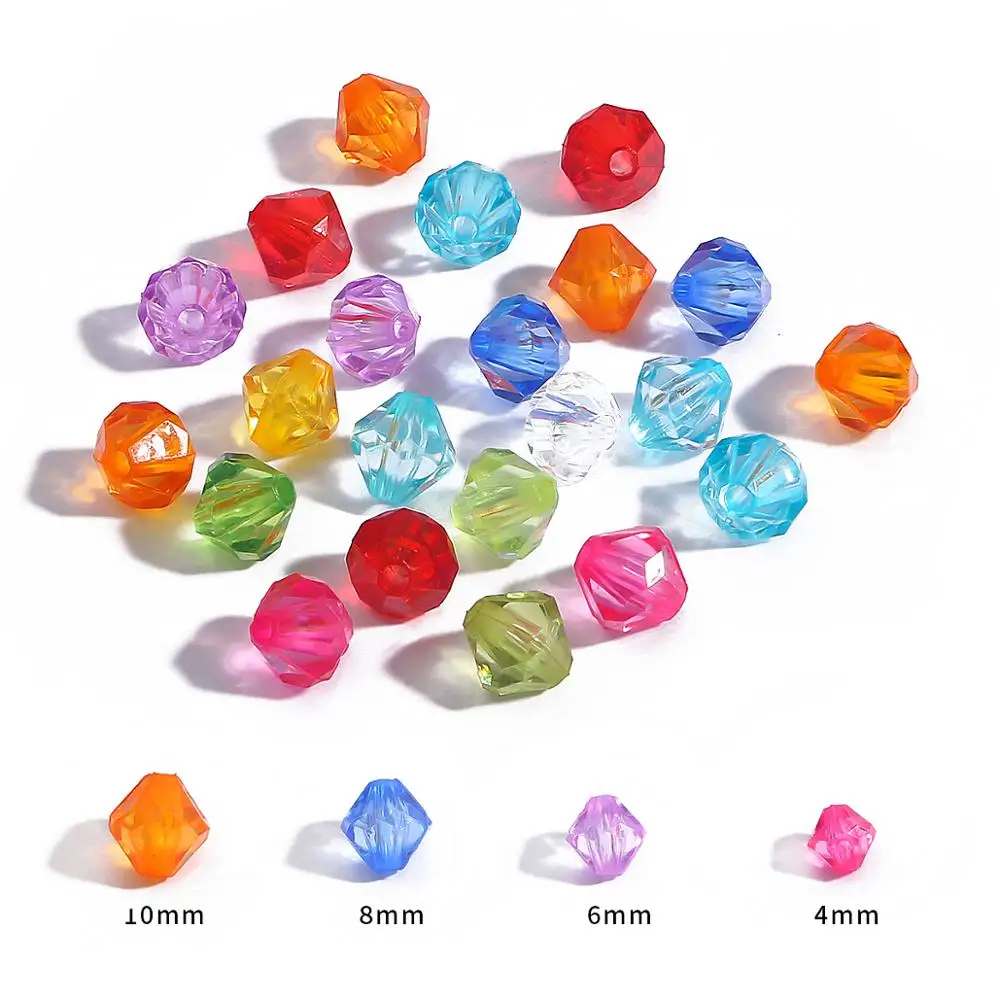 50-500Pcs 4 6 8 10mm Clear Mix Color Austria 5301 Faceted Bicone Crystal Acrylic Loose Spacer Round Beads DIY Jewelry Making