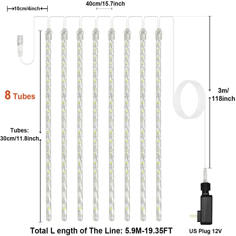 Luci natalizie Meteor Shower caduta pioggia luce esterna impermeabile LED String Lights per la festa di natale festa di nozze