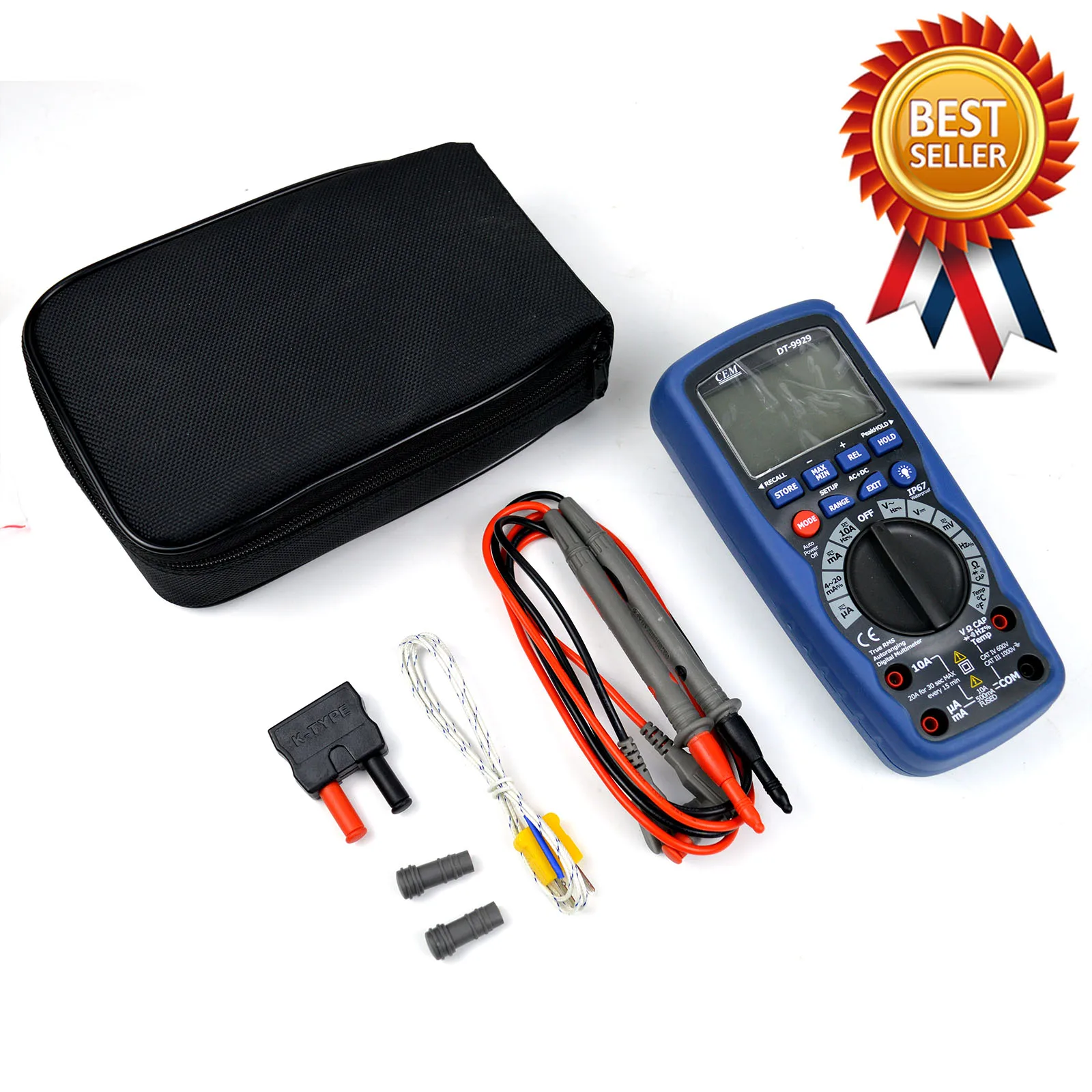 CEM DT-9929 Electrical Digital Multimeter Auto Range Current Voltage Resistance Test 4000 Bit Overload Protection True RMS.