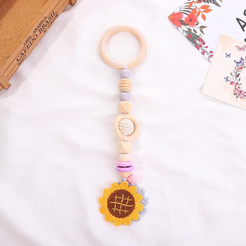 Montessori Baby Wooden Toys Cute Animal Rattle Teether Pendant Four-Piece Newborn Baby Toys 0-12 Months Boys Girls Baby Gift