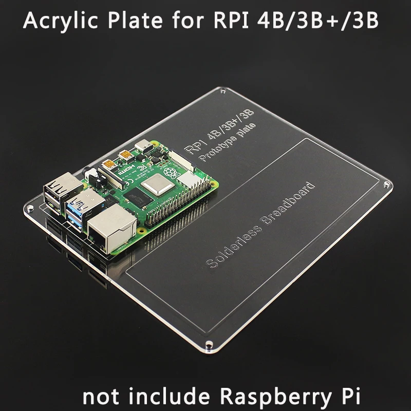 Raspberry Pi 4 Acrylic Experiment Plate for 830 points Breadboard Base Plate Board for Raspberry Pi 4B/3B+/3B