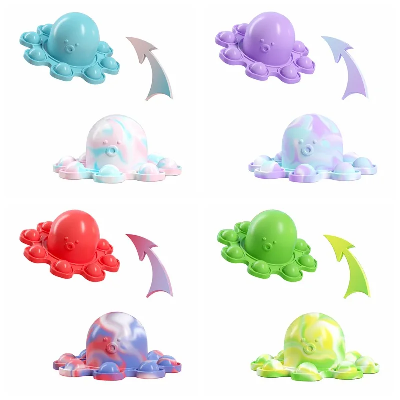 Anime Fun Fidget Toys Push Pops Silicone flip Octopus Doll Two-Sided Mood Expression Emotional Decompression Adult Kids Toys