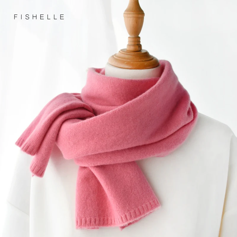 2023 new pink wool scarf women winter warm knitted thin scarves ladies small short scarfs autumn foulard femme women