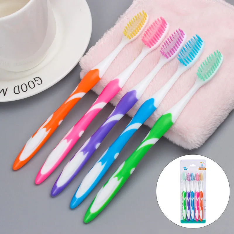 5 Toothbrushes Portable Soft Toothbrush Oral Care Brush Plastic Camping Travel Washing Tools