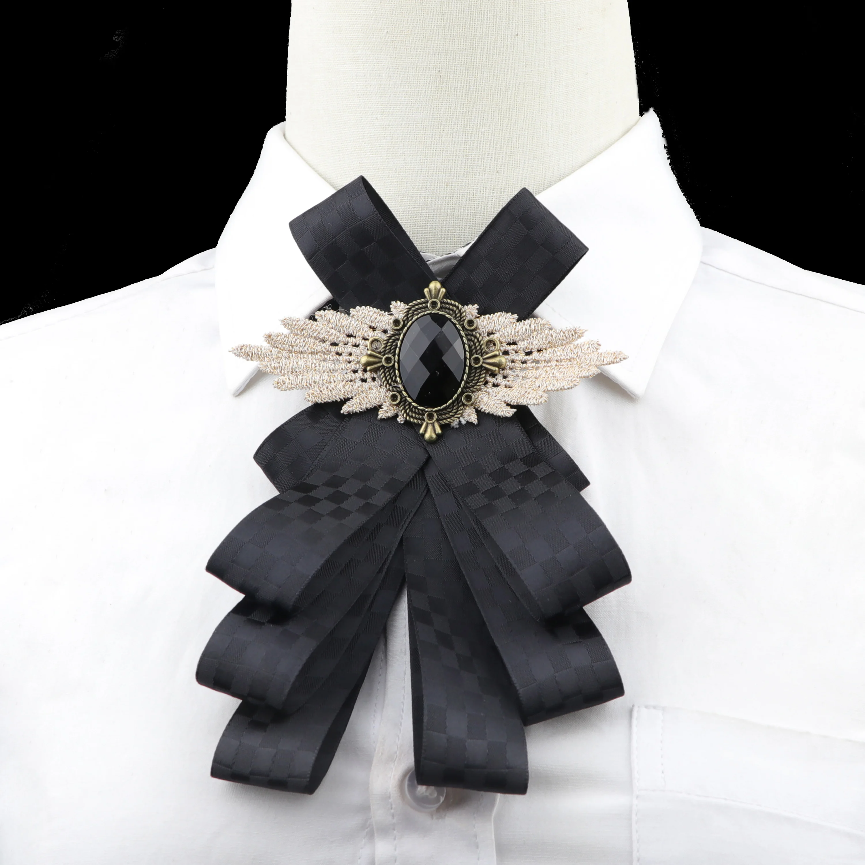 Women Chic Bow Tie Gorgeous Vintage Bowtie Elegant Costume Jewelry Collar Cravat Adjustable Detachable Collars Shirt Accessory