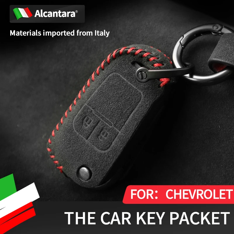 

Alcantara material for Chevrolet key case Aveo Cruze Orlando Trax suede key protector anti-lost pendant