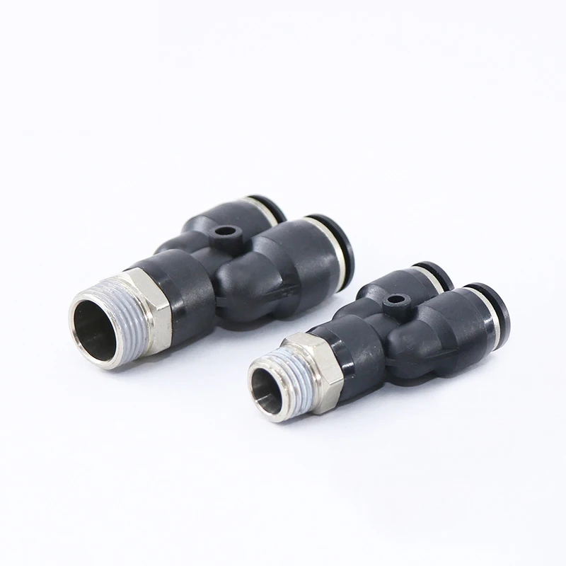 Black PX series Pneumatic Fitting Y Shaped Tee for 4/6/8/10 mm Air Coupler Connector Threaded tee