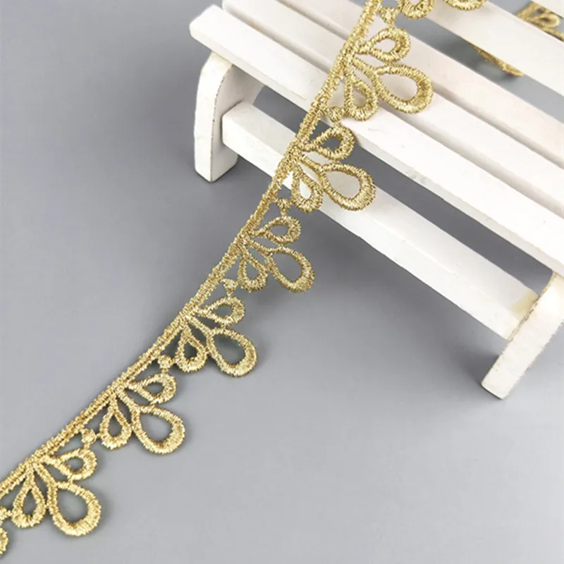 zsbszc neue 16 Yards Breite 1,9CM genähte goldene Spitzenborte, Flechtspitze, DIY-Bekleidungszubehör, Makramee-Stickereispitze, kostenloser Versand JDB68 – Detail 5
