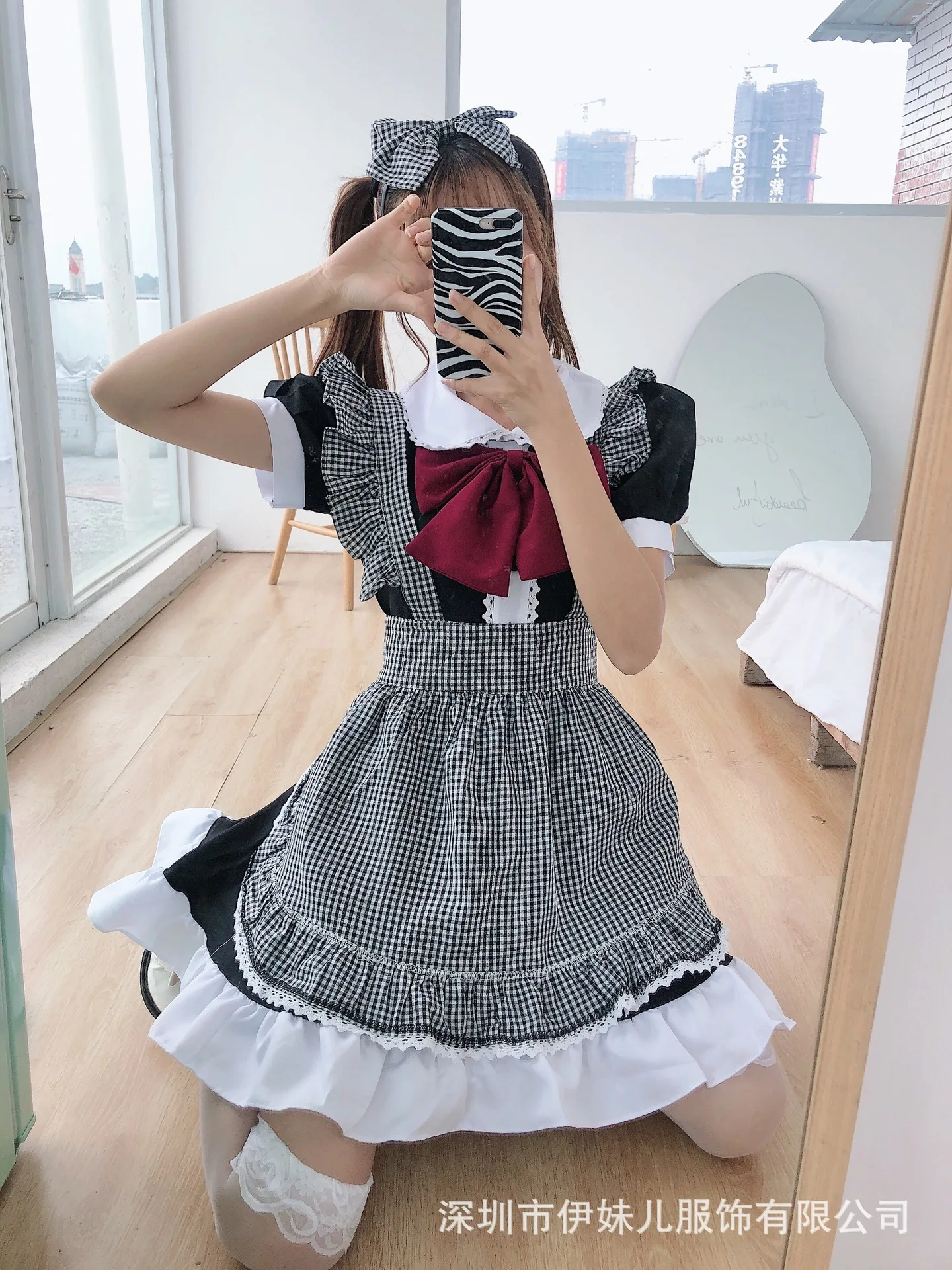 Summer Soft Girl Cute Doll Collar Bow Slim Waist Plaid Dress Lace Princess Kawaii Lolita Dresses Gothic Harajuku Dark