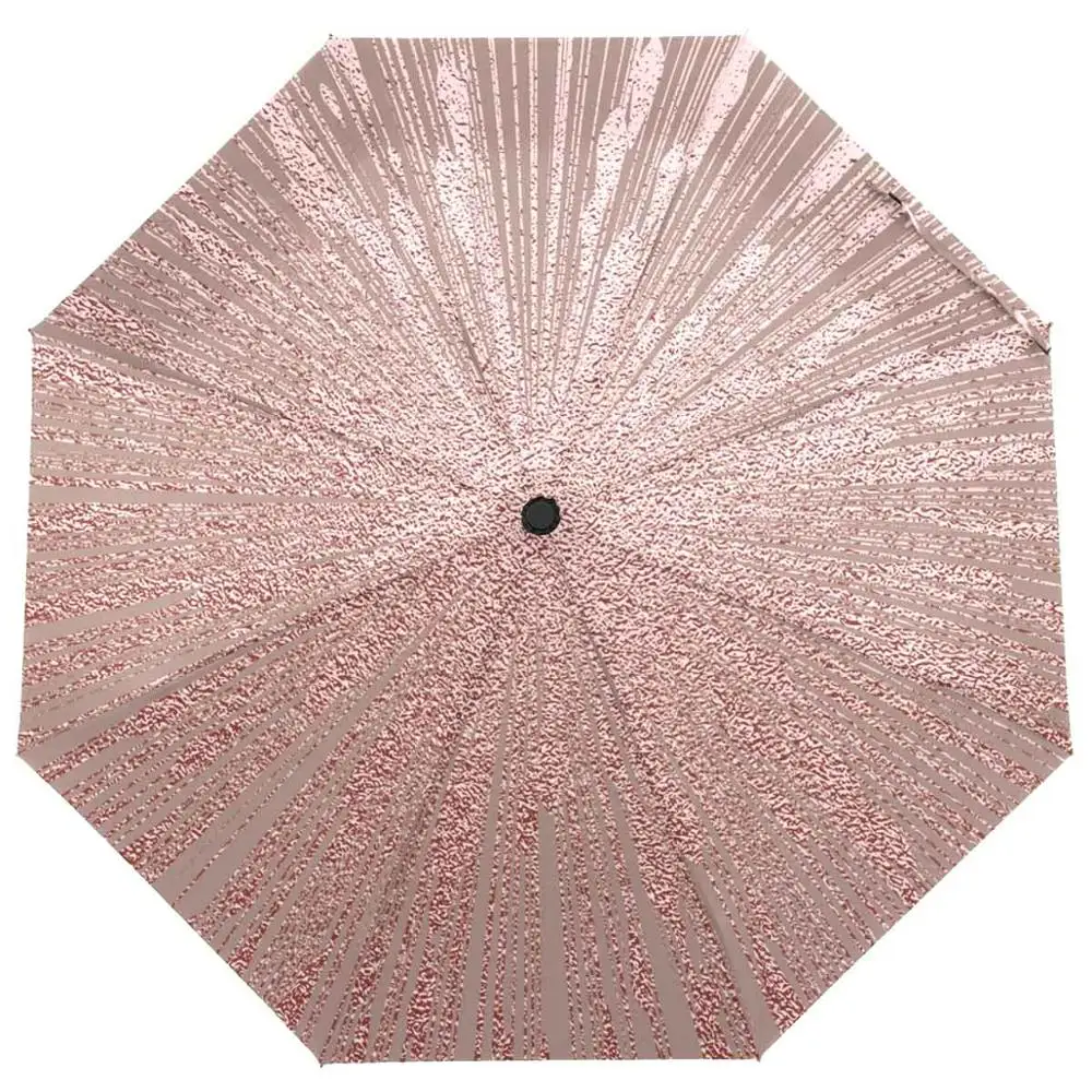 Stylish Metallic Glossy Texture Automatic Umbrella Rain Women Sun Protection Three Folding Umbrella Parasol Portable Parapluie