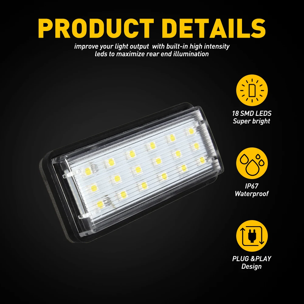 For Toyota Land Cruiser 120 Prado Land Cruiser 200 No Error LED White Rear Number Plate Light Auto Lamp for Lexus GX470 LX470 image 5