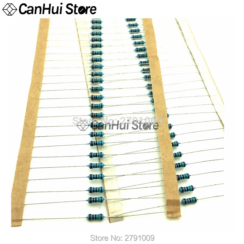 100pcs 1/4W 1R~22M 1% Metal film resistor 100R 220R 1K 1.5K 2.2K 4.7K 10K 22K 47K 100K 100 220 1K5 2K2 4K7 10M ohm resistance