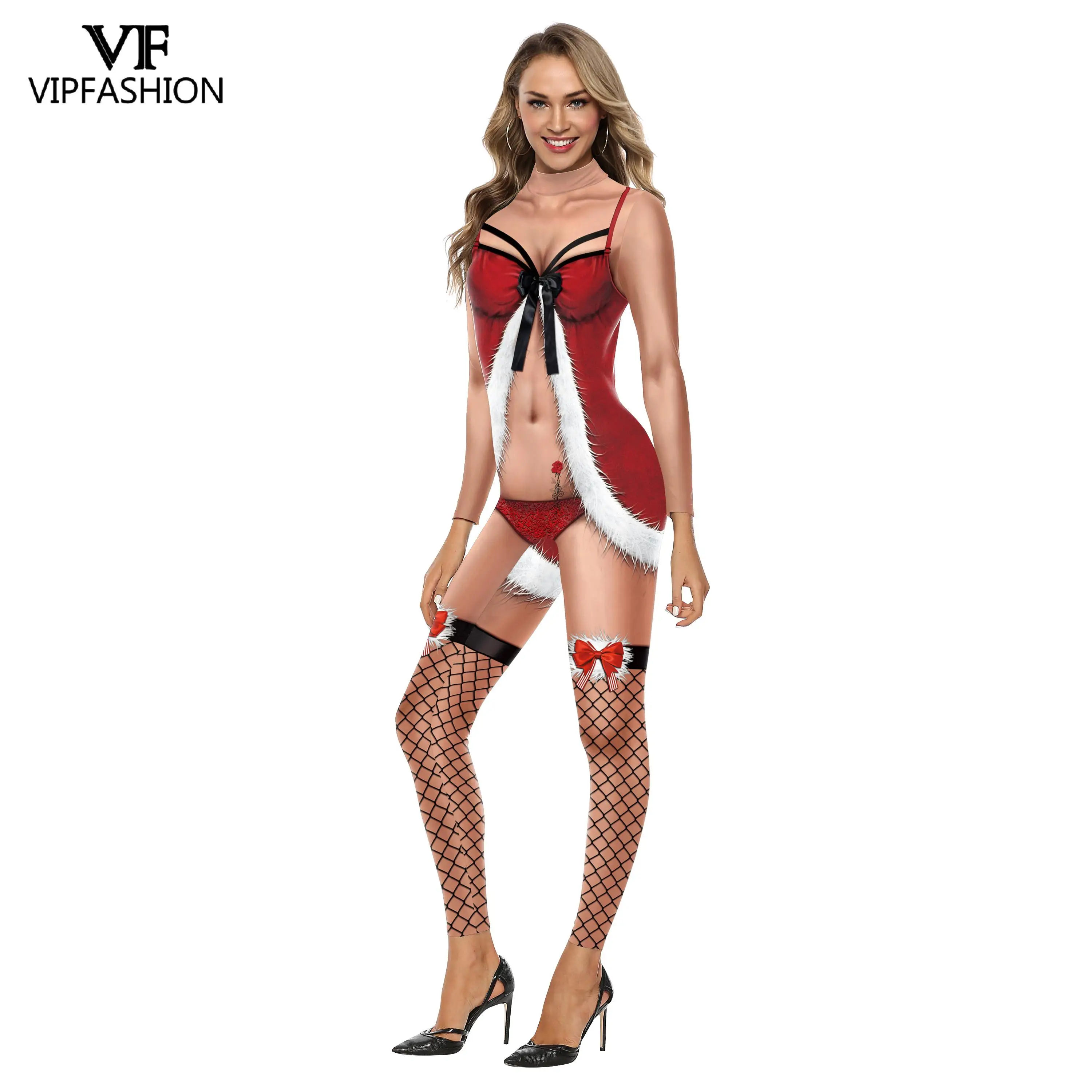 VIP FASHION-vestido de fantasía de Año Nuevo para mujer y hombre, traje de Navidad, mamelucos Sexy, fiesta familiar de Navidad, Cosplay