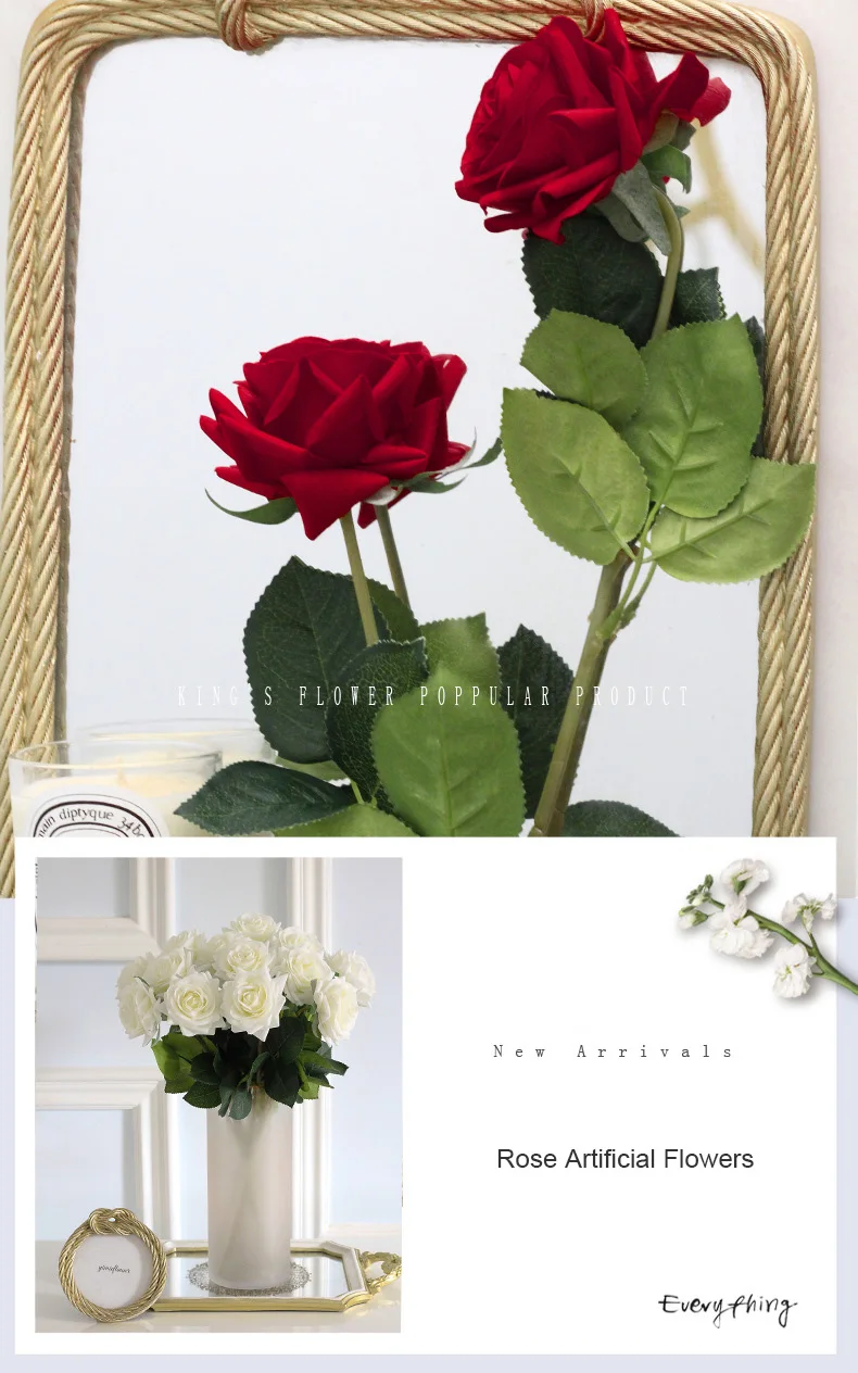 15 Stück/Set Hochwertige Künstliche Blumen Deko-Rosen Latex-Blumen Heimdekoration Echt Aussehende Rosen Hochzeits-Brautstrauß-Blumen – Detail 1