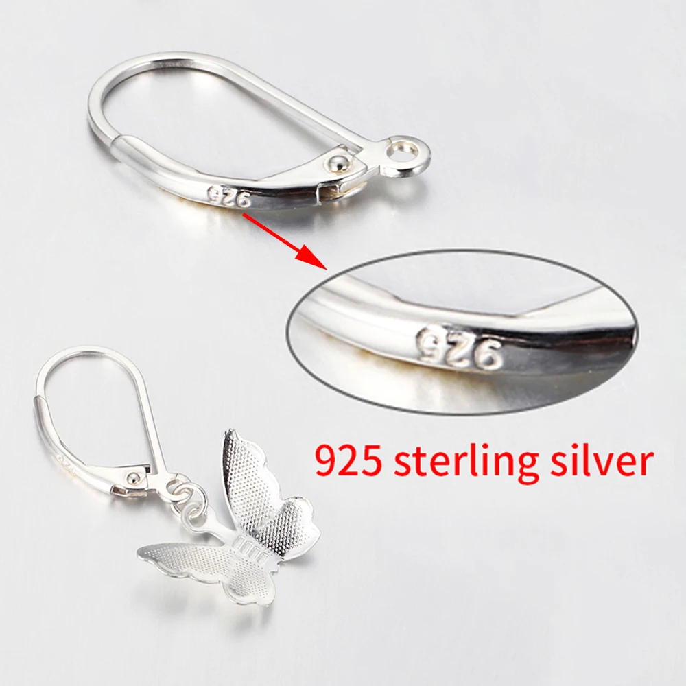 4pcs Real 925 Sterling Silver Ear Hook Earrings Rings Base Accessories for DIY Fashion Jewelry Making Findings Components