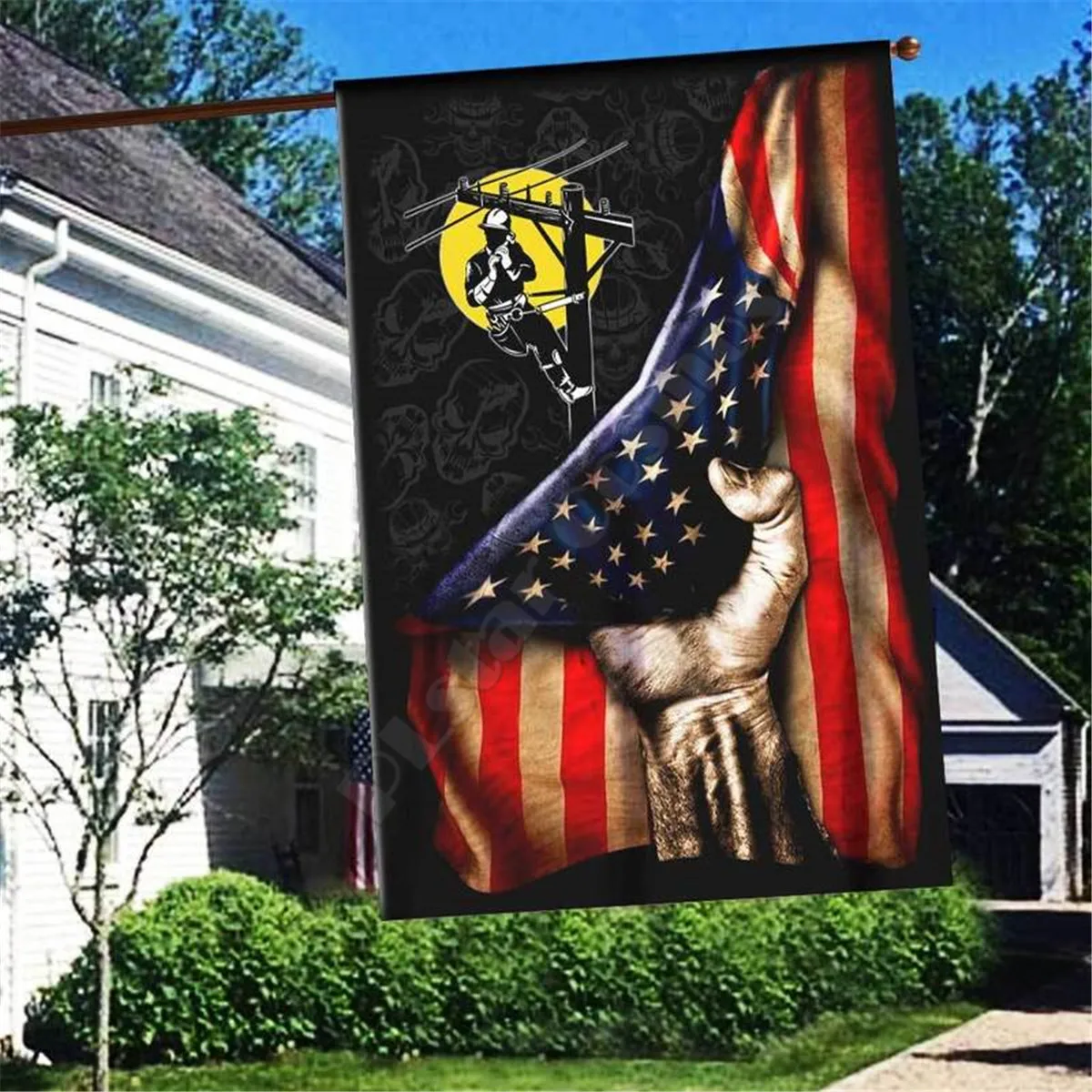 Lineman America Flag 3D Full Printing Garden Flags Hanging House Decoration