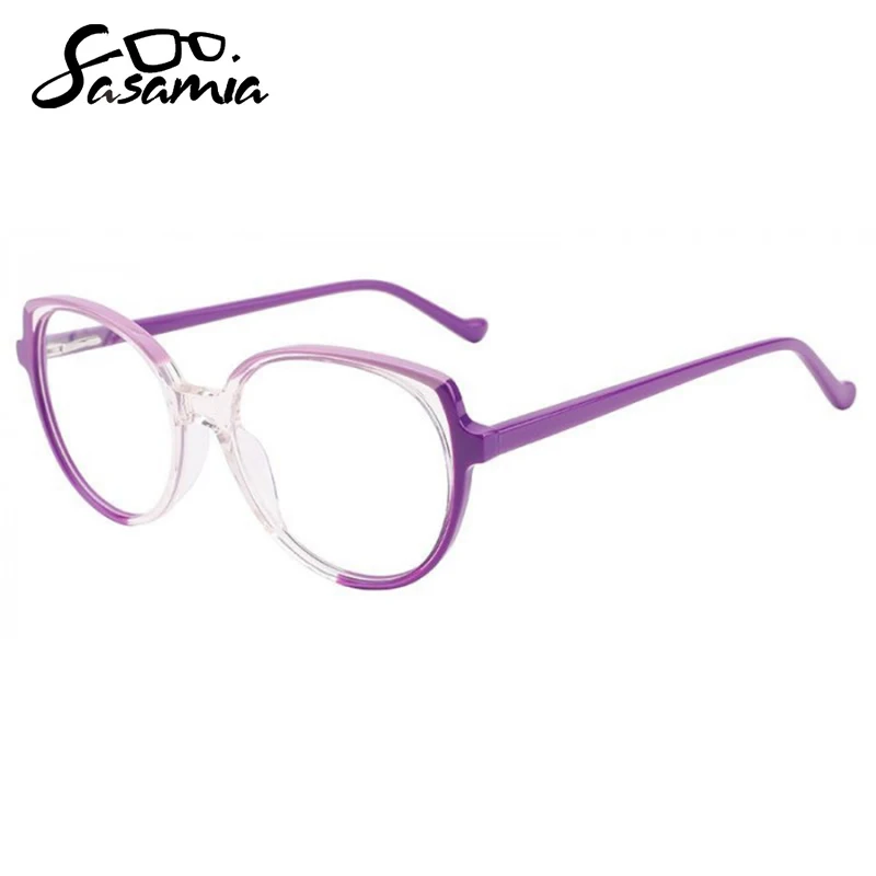 SASAMIA Women Glasses Frame Round Glasses Acetate Material Woman Anti-blue Glasses Patchwork Optical Prescription Glasses WD4144