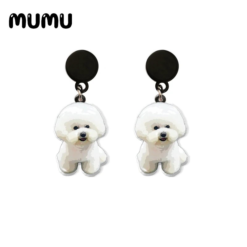 2021 New Poodle Dog Drop Earring Cute Pet Acrylic Earrings Resin Epoxy Handmade Jewelrys